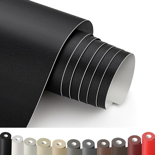 Cuero Adhesivo Parches Negro, 30 x 100cm Reparación De Cuero Parches, Parche de Reparación Autoadhesivo para Tapizar para Sofá, Asientos de Automóviles, Muebles, Cabecera.