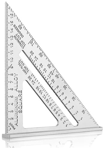WORKPRO Escuadra de Carpintería 180mm, Regla de Triángulo, Herramienta de Medición para Carpintero, Escuadras para Carpintería Métrica, Cuadrado de Carpintero de Aleación de Aluminio