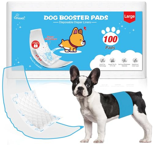 Dog Diaper Liners for Dog Diapers Male and Female 100ct Super Absorption Disposable Booster Pads for Most Reusable Pet Belly Bands, Washable Puppy Diapers Female and Male Wraps