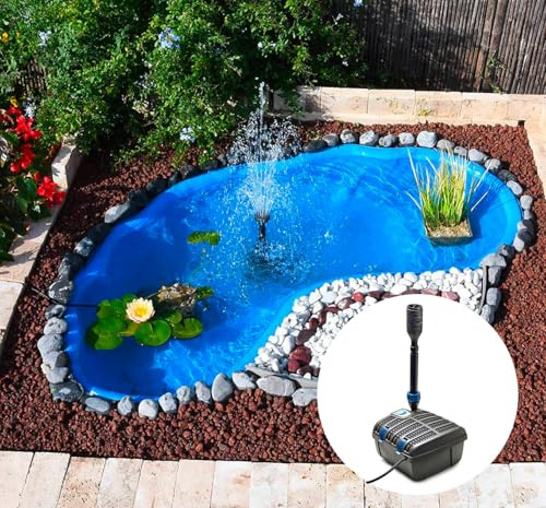 Bonussi Kit Laghetto Artificiale + Pompa Filtro da Giardino 185x115x36 cm in Polietilene 270 Litri Azzurro