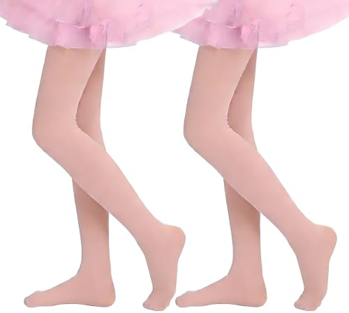XIYEZDM Girls Tights Ballet Dance Tight Kids Student Footed School Uniform Training Tights Ultra Stretchy Soft Pantyhose Schoolwear Age 4-13(Flesh 2PCS, 11-13 Years)
