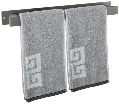 Portasciugamani da bagno, barra porta asciugamani, autoadesivo o montaggio a vite, in acciaio inossidabile, impermeabile e antiruggine, adatto per bagno, camper, cucina (40 cm, grigio)