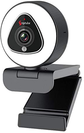 Angetube Streaming Webcam 1080P with Ring Light, HD USB Web camera with Digital Zoom Autofocus Built-in Microphone for Computer PC Laptop Mac