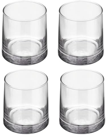 QUARKZMAN 4 x 225 ml whiskyglas klara whiskyglas för rom gammalt mode glasmuggar cocktails öl hemma bar födelsedag bröllopsdag, grå