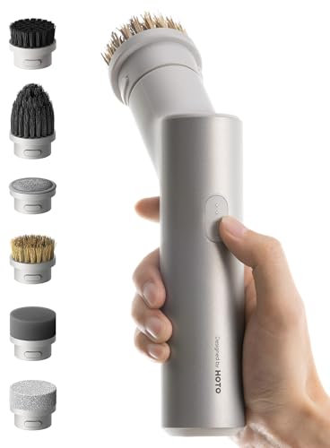 HOTO Elektrische Reinigungsbürste, Küchenbürsten, IPX7 wasserdichte, Kabellose Reinigungsbürste für das Bad, Power-Schrubber mit 9 Bürstenköpfen für Küche, Spüle, Bad, Dusche und Fliesen, Beige