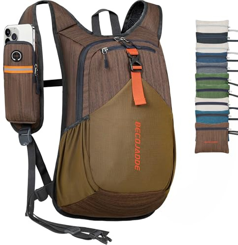 BECOJADDE 18L Wanderrucksack Herren Kleiner Rucksack Damen Leichter Daypack Tagesrucksack Faltbarer Trekkingrucksack für Camping Outdoor Wandern Travel Schokoladenbraun