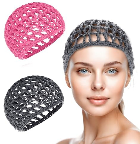 Hair Nets for Sleeping In, 2 Pcs Reusable & Elastic Hairnets for Sleeping In, Shower, Makeup, Wigs, All Night, (Pink, Gray)