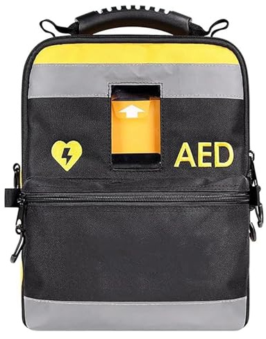 Sac de rangement portable pour défibrillateur avec sangles réglables, bandes réfléchissantes, fermeture éclair bidirectionnelle pour une utilisation d'urgence à la maison, au bureau, à l'hôpital