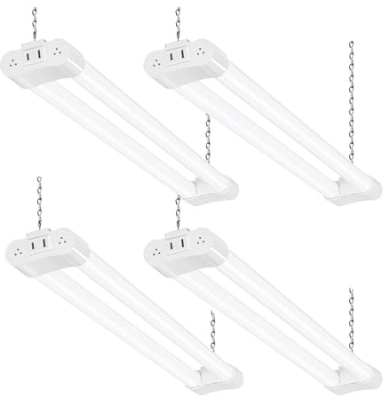 hykolity 4 Pack LED Shop Light 2FT, 22W [200W Equivalent],2400lm, 5000K Daylight,with Plug,Linkable Led Garage Ceiling Lights,Shop Lights for Garage, Workshop,Hanging or Surface Mount, White