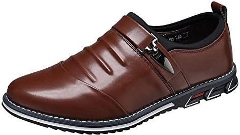 OBiQuzz Business skor herr läder slip on halvskor | Fritid läderskor halkfria mockasiner bekväma slip-skor andningsbara arbetsskor