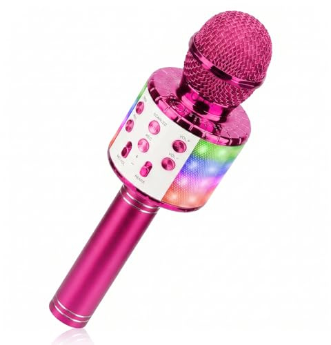 ShinePick Microfono Karaoke Bluetooth, karaoke bluetooth microfono Microfono Wireless 4 in 1 per Bambini, Microfono LED Portatile, Dispositivo Karaoke Home KTV Compatibile con Android/iOS PC(Porpora)