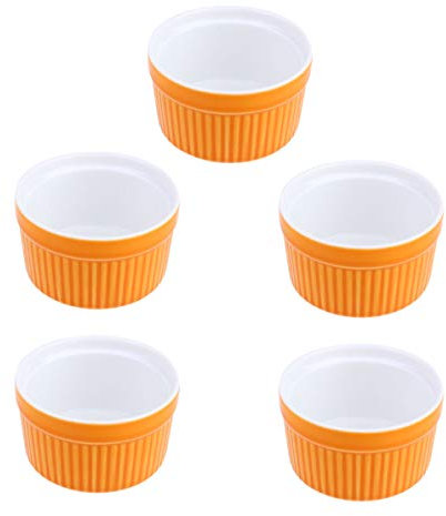 5 Pièces Bol En Céramique Ramequins Crème Brûlée Ramequins Pour La Cuisson Bol à Dessert Rôtissoires En Porcelaine Blanche Porcelaine Ramequin Tasse De Gelée Gâteau