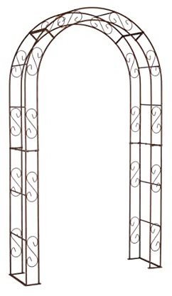 Hirsch Terracotta Rosenbogen Georg Rund aus Metall 10 mm Vollmaterial roh Breite 140cm Höhe 235cm Tiefe 40cm, 5-teilig, stabil-robust