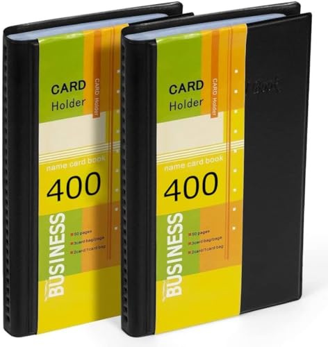Hamosky Business Card Holder Organizer Book - PU Leather, 2 Pack Total for 400 Business Cards