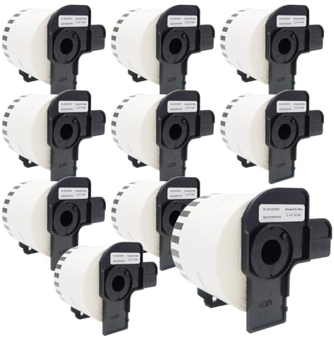 Veson - 10 rollos blanco DK-22205 DK22205 Etiquetas continuas compatibles con rollos de etiquetas de dirección Brother 62 mm x30,48 M etiquetas de envío para Brother P-Touch QL-500 570 600 700 710W