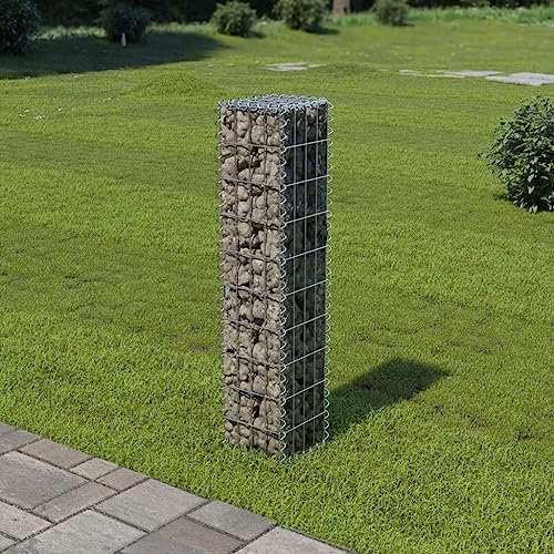 Gabion pour Pierre, Panier à Pierre Panier de Gabion Cage à Pierre Mur à gabion avec couvercles Acier galvanisé 20x20x100 cm