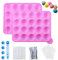 Juego de 105 Moldes de Silicona para Tartas con 20 Cavidades – Molde para Piruletas — con 105 Palitos para Cake Pops, Envoltorios, Twist Ties Plateados y Lápiz Decorativo