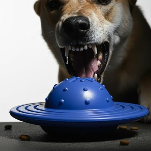 Fuzzl Eco Rubber Chuck & Treat Sky Saucer - Azul - Juguetes masticables de larga duración para perros masticadores agresivos, juguete fuerte para perros, juguetes duraderos para cachorros