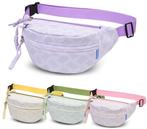 Fiohiros Bumbags for Ladies, Fanny Pack for Women with Adjustable Belt, 3-Zipper Pockets and Extra Large Capacity for Running, Travel & Daily Use (Purple)