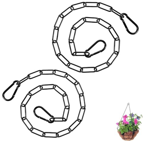 2 stycken totalt 120 cm kedjor av rostfritt stål, stålkedja, kedjor, kedja i rostfritt stål, svarta kedjor i rostfritt stål med karbinhake för utomhusstaket, spiralkedjor husdjur, trädgårdsgrindar