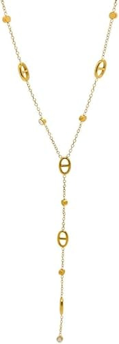 Awlve Collier LONG MAILLE MARINE Collier y Acier Inoxydable Sautoir Plongeante Femme (or)