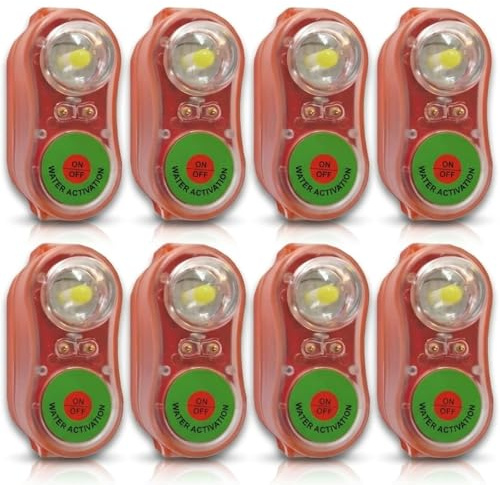 Generico 8 Pezzi Luce LED Autoilluminante per Giubbotto di Salvataggio Adulto Omologato, per Soccorso Notturno e Sicurezza in Mare