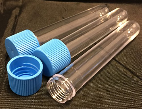 Clear Plastic Test Tubes, size: 100mm x 16mm, volume: 10ml, Round Bottom with Screw Caps x 13