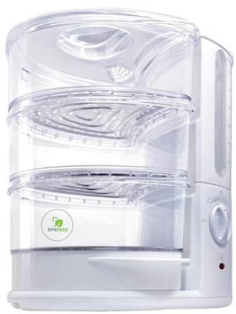 bianco di puro® Dampfgarer Rapido - 50% schneller als andere Systeme durch die STRIX-Dampftechnologie mit Edelstahlböden- BPA Free - 30 Minuten Timer mit Auto-Stopp - 9L variables Garvolumen