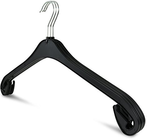 famy.Shop Kleiderbügel 20 Stück aus Kunststoff Garderobenbügel für Hemden/Blusen, dünn platzsparend, drehbare Haken, schwarz, NA 43cm (20)