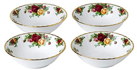 Royal Albert 1051424 Old Country Roses Bowls 4pc Set, Bone China, Gold