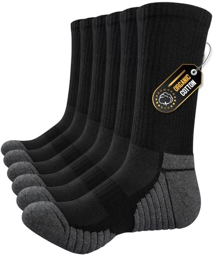 Alaplus Chaussettes Homme femme Sport Hautes Antidérapantes, Respirantes pour Randonnée, 6 Paires, Tailles (FR/ES, Numérique, 43, 46, Taille normale, Taille normale, CL01-Noir)