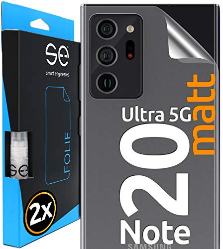 2x se® Film de Protection 3D pour Samsung Galaxy Note 20 Ultra 5G - Arrière Antireflet, Sans Bulles, Facile à Installer, Mat, Protège Contre Saleté, Chocs, Rayures, Haute Qualité,Fabriqué en Allemagne