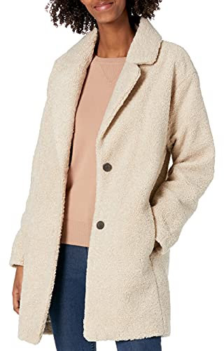 Amazon Essentials Damen Teddyfleecejacke mit Revers, Oversized-Passform, Sand, M