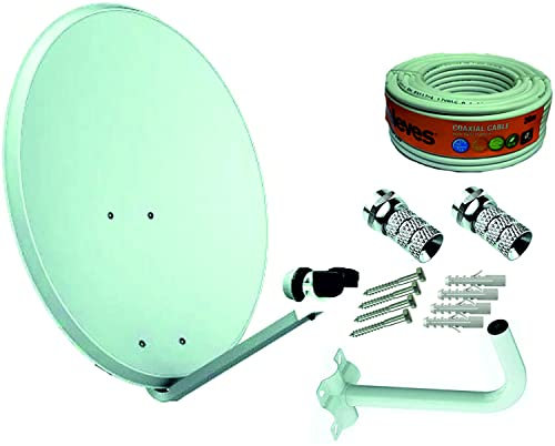 Kit Antenne Parabole 63 cm Marque DAXIS + Support mural + Rouleau 20 m TELEVES + LNB Universel