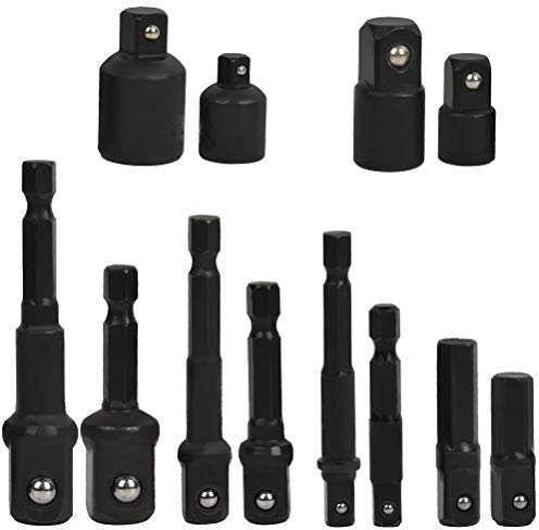 FOROREH 12Pcs Extension Socket Adapter Set, Drill Bit Extension Set 1/4,3/8,1/2 inch Drive with 2 Adapters+2 Reducers for Impact Driver Ratchet Docket Extentsion