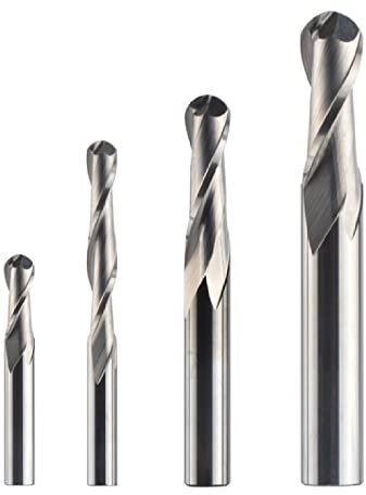 1pc fraise en bout à bout sphérique en carbure 2 flûtes R0.5-R4.0 fraise en bout pour bois et aluminium CNC,W2B-R1.5-L22