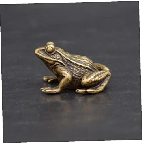 Brass Frog Statue Mini Traditional Chinese Animal Sculpture Lucky Figurine Feng Shui Ornament for Home Living Room Desk Decorations