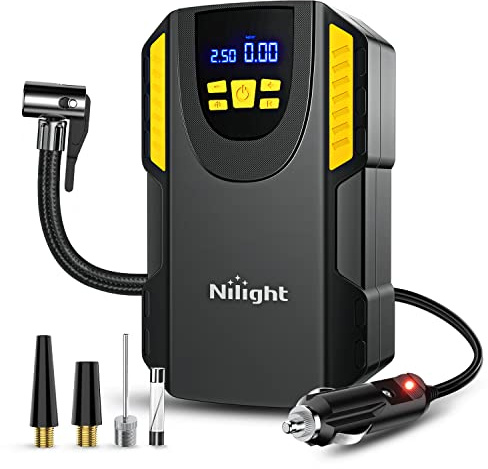 Nilight Tire Inflator Portable Air Compressor 12VDC Car Air Pump 150PSI Digital Tire Pressure Gauge Auto Shutoff Tire Pump for Car SUV Motorcycle Bicycle ATV, 2 Year Warranty