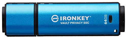 Kingston IronKey Vault Privacy 50 FIPS 197 Typ-C -zertifizierter und mit XTS-AES 256-Bit verschlüsselter USB-Stick für mehr Datenschutz - IKVP50C/64GB