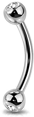 Jewel Barrel Piercing Arcade Arcade Piercing Arcade - Barres en Acier Chirurgical 16G (1,2 mm) avec 3 mm Cristal CZ Ball Extrémités - 6mm 8mm 10mm 12mm Rook Daith Helix Cartilage Piercings en