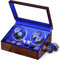 BEWISHOME Caricatore per Orologi Automatici, Scatola Carica Orologi Automatici e Meccanici con Luce LED, 4 Rotatori per Orologi con Motore Ultra-Silenzioso e 6 Extra Stoccaggio, Watch Winder ESYQ01Y