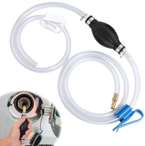 Herbst Benzinpumpe, 8 mm Umfüllpumpe mit 2 m Schlauch Universal Tragbare Handpumpe Benzin Vakuumpumpe Notpumpe Hand Siphonpumpe für Auto/Boot/Kart/Motorrad zum Benzin Diesel Kraftstoffe Wasser