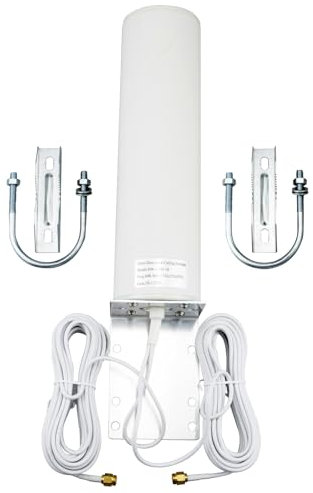 BOOBRIE Antena 4G de 698-2700 MHz para exteriores 10DBi Dual SMA conector macho RG174, cable de 5 m, antena WiFi de alta ganancia para exteriores 3G 4G LTE montaje omnidireccional para router 5GLTE