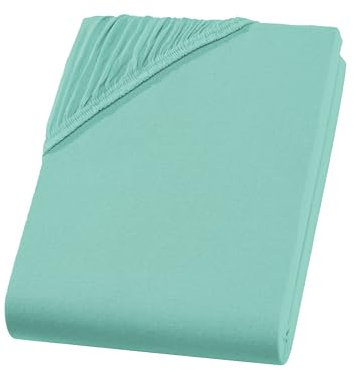 Spannbettlaken 140x200-160x200 cm - Jersey Spannbetttuch 100% Baumwolle - Komfort Bettlaken für Matratzen bis 30 cm Höhe, Spannbettlaken Farbe Mint