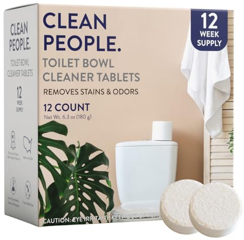 THE CLEAN PEOPLE Toilet Bowl Cleaner | Eco Friendly Toilet Bowl Cleaner Tablets for Removing Hard Water Stains, Rust, and Limescale Buildup (12 Count)