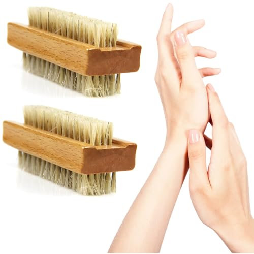 XYTAHDM 2Pcs spazzole per unghie in legno di faggio, setole forti, spazzola per la pulizia delle unghie, spazzola per il lavaggio delle mani, spazzola in legno di faggio