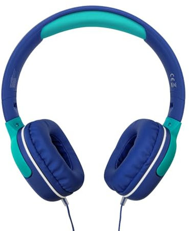 Celly, Cuffie con Filo per Bambini, Microfono Integrato, Archetto Regolabile, Compatibili con Dispositivi AUX, Jack 3.5mm, Colore Azzurro