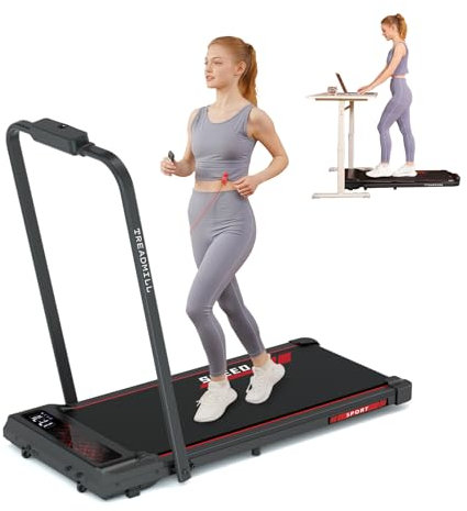 Tapis de Course, Tapis de Course Pliable 4 en 1 avec Inclinaison de 8%, 1-12 km/h, Moteur 2.25HP, Télécommande/écran LED et Support pour téléphone Portable.