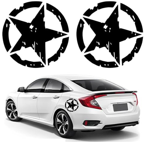GNHG Adesivo Stella Militare Nera,2 Pezzi 15cm Adesivi Auto Riflettente, Sticker Personalizzati,Interessante Adesivi Auto Esterni Durevole e Resistente Pioggia e UV,per Auto Moto Fuoristrada