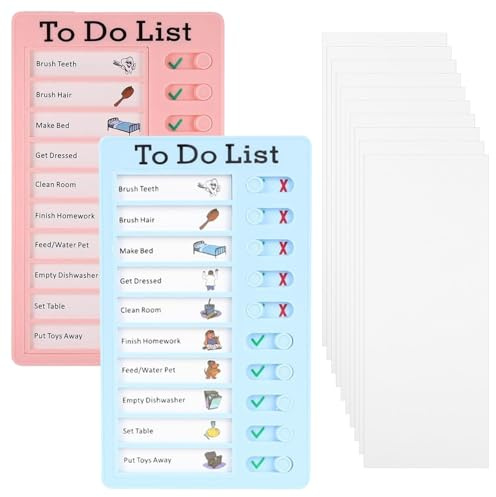 Tableaux Routine Enfant, Liste Planning de Tâches à Faire, Tableaux de Tâches à Faire pour Enfants, Tableau de Liste de Contrôle de Liste de Choses à Faire, avec 10 Feuilles de Papier Vierge